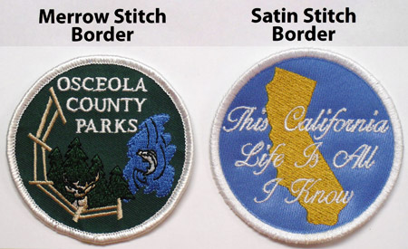 Example showing morrow stitching and satin stitch borders.